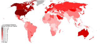 Mapa de huella ecológica por países (datos de 2007).